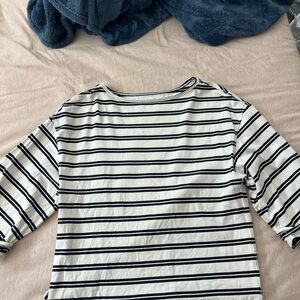 We The Free Boatneck Long Sleeve Top in White and Black Stripes